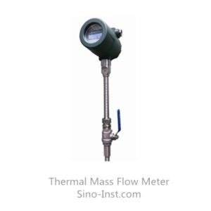 Insertion type thermal mass flow meter
