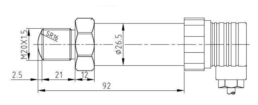 SI-702 Ultra High Pressure Transducer dimensions 1