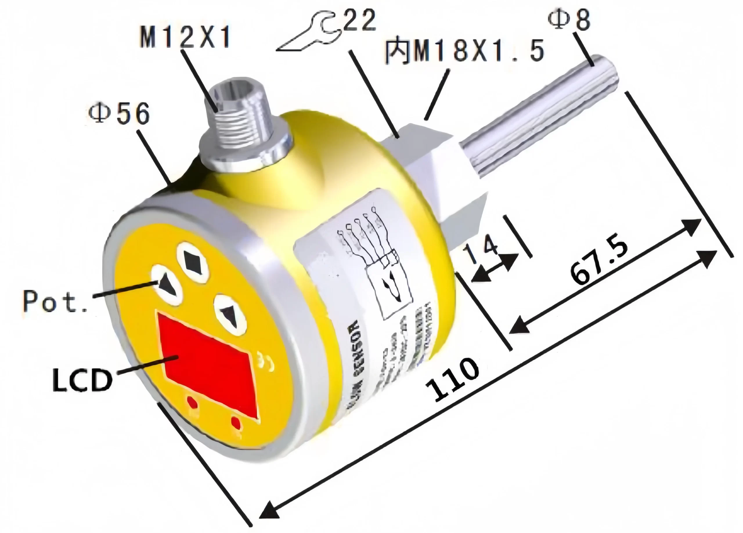 Integrated Flow and Temperature Sensor standard dimensions