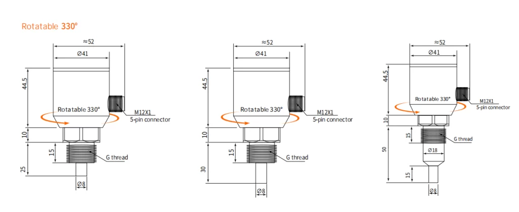 SI-210B Electronic Flow Switch Dimensions