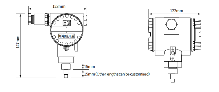 SI-33EX Thermal Conductivity Flow Switch Dimensions