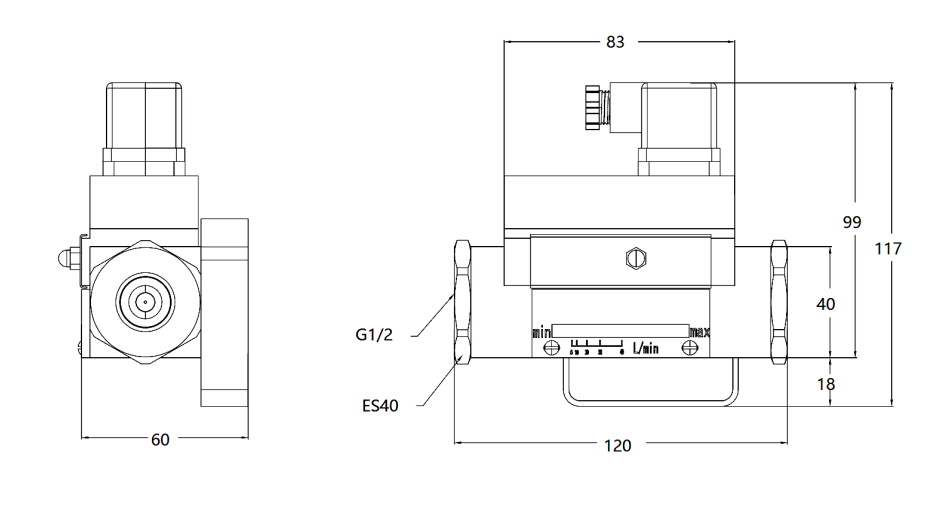 SI-80 Sight-Column Piston Type Flow Switch Dimensions