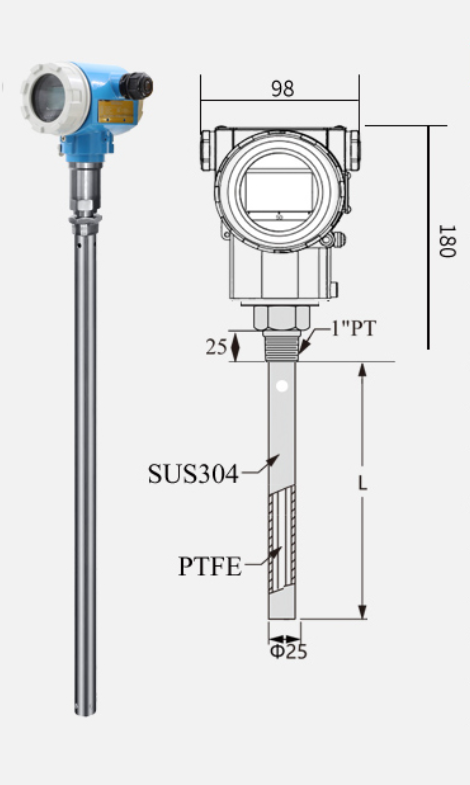 Coaxial capacitive liquid level transmitter 2