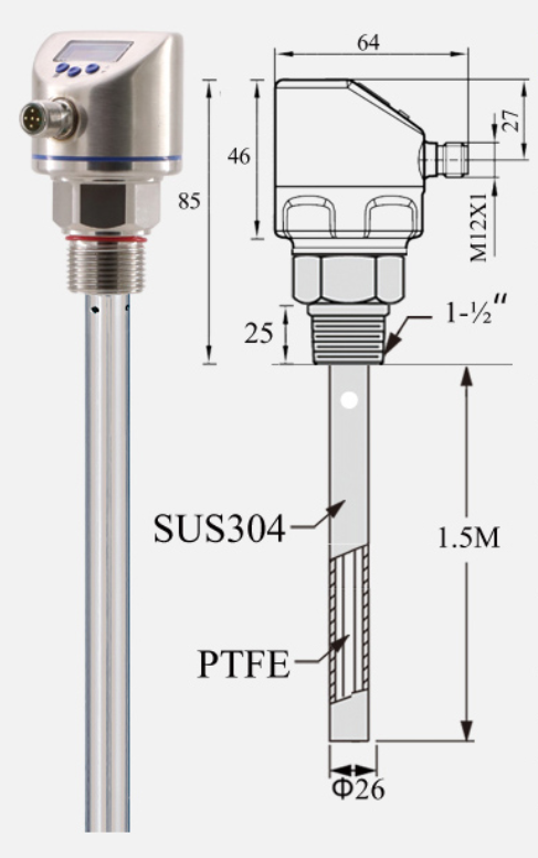Coaxial capacitive liquid level transmitter