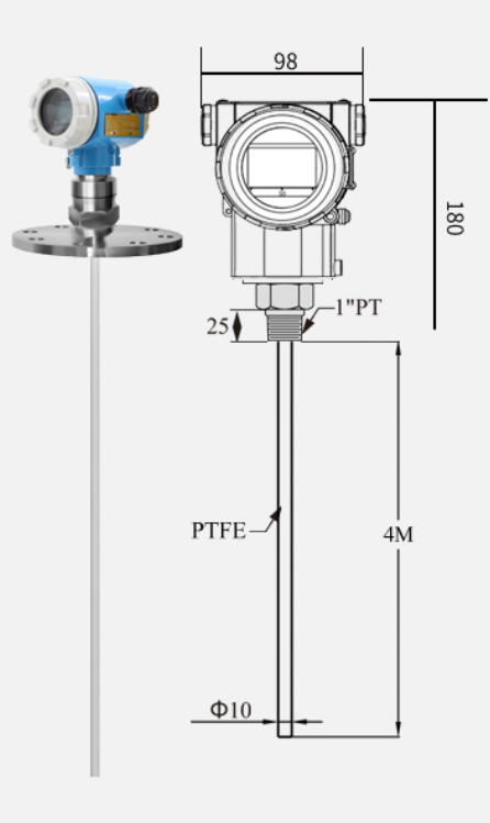 Covered straight rod capacitive liquid level transmitter