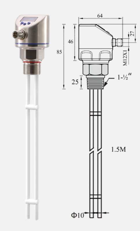 Dual-electrode capacitive level transmitter
