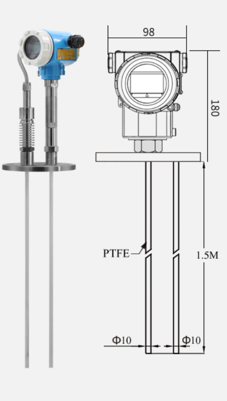 Dual-electrode high-temperature capacitive level transmitter