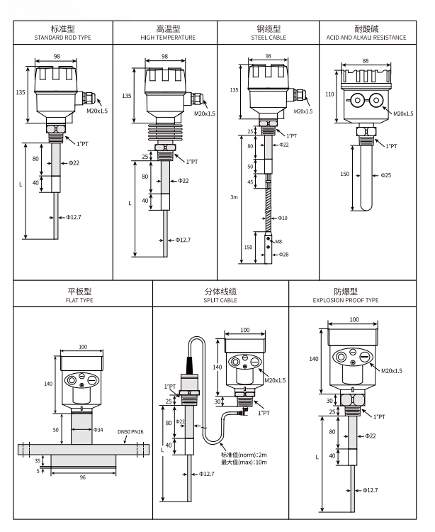 Electrostatic Capacitive Level Switch Types and Sizes