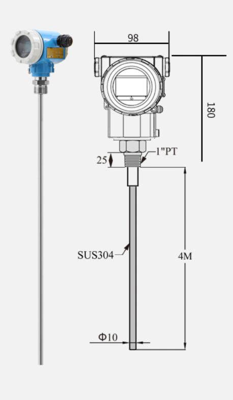 Non-insulated straight rod capacitive liquid level transmitter