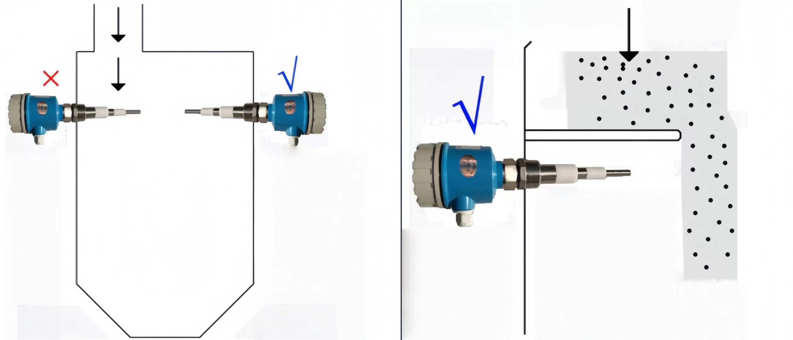 RF admittance level switch - horizontal installation