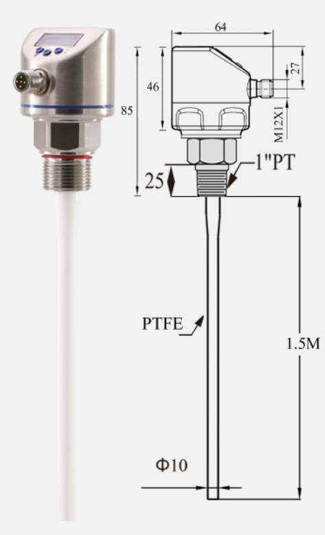 Single-rod capacitive liquid level transmitter