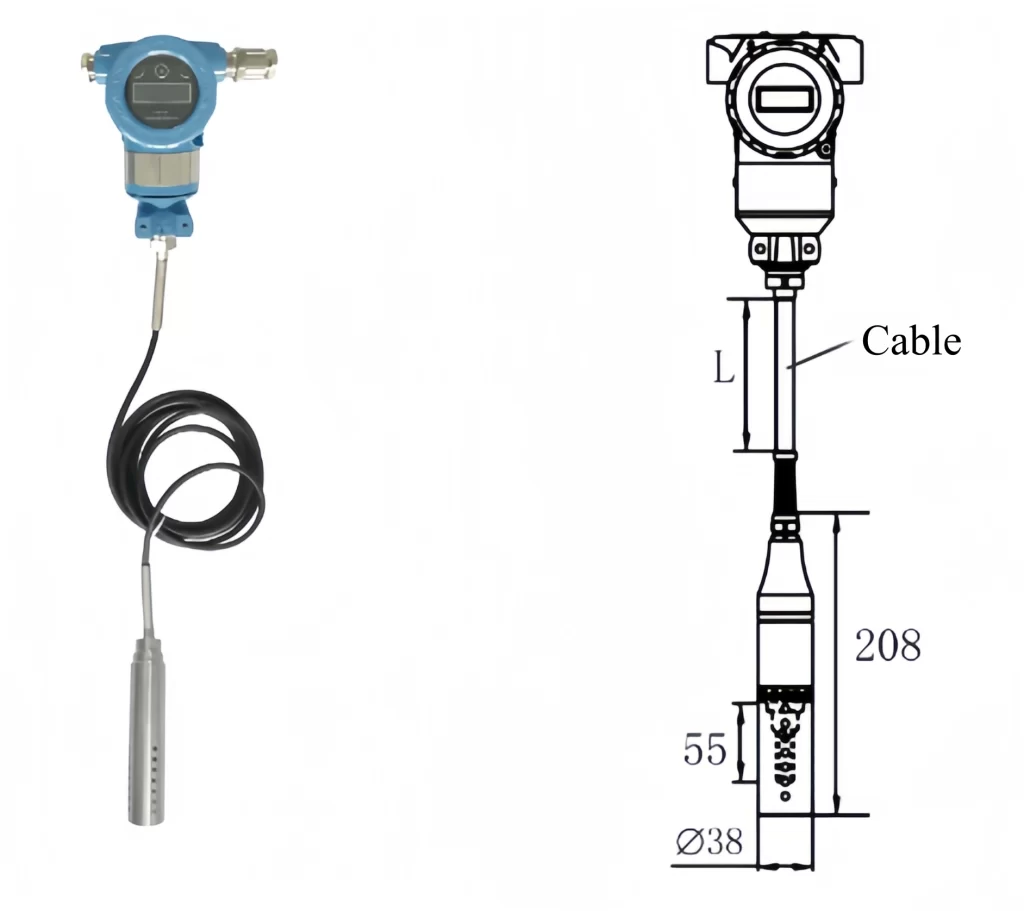 Cable-type Tuning Fork Density Meter Dimension Diagram
