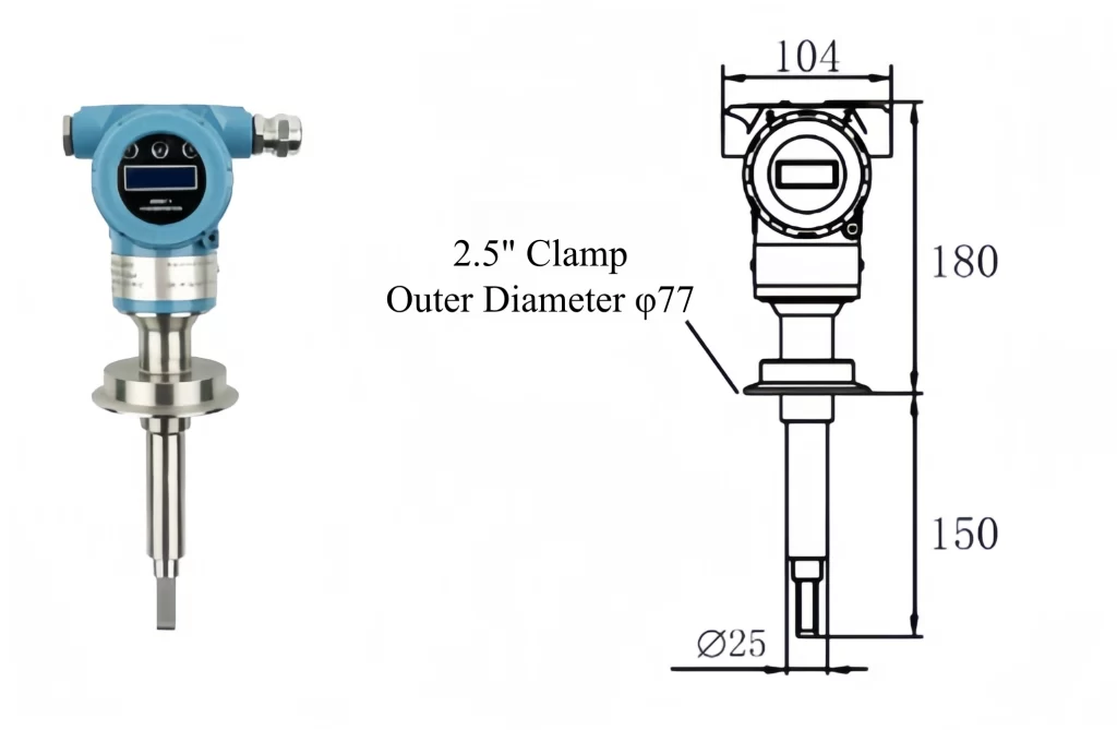 Clamp-type Tuning Fork Density Meter Dimensions