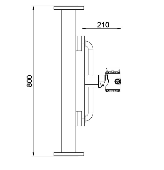 Pipe Type Inline Density Meter Dimensions