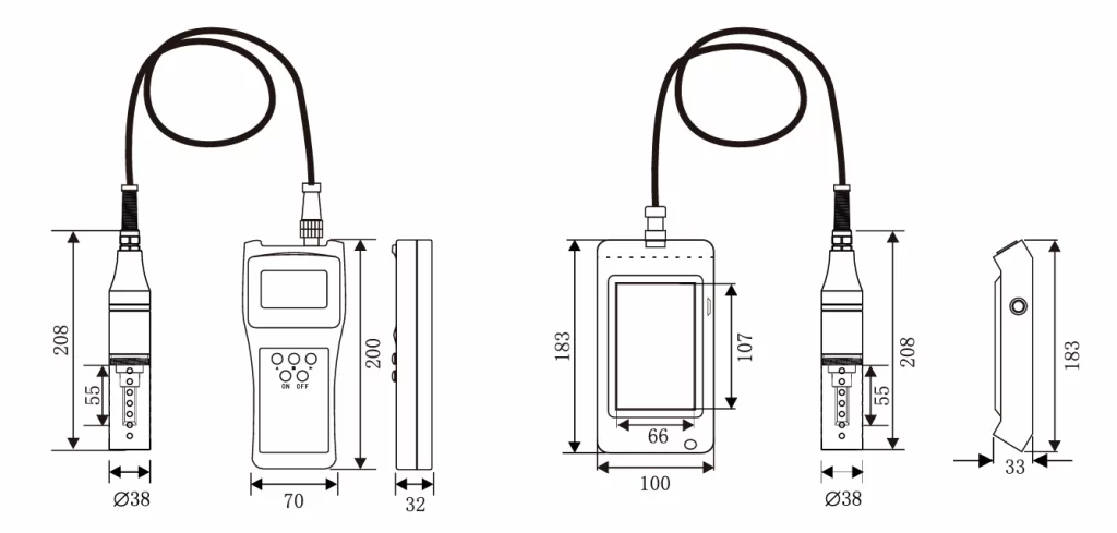 Portable Density Meter Dimensions