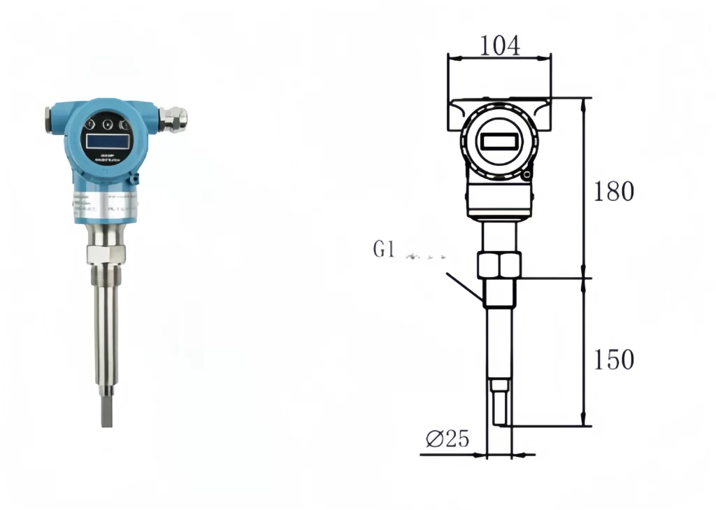 Threaded Tuning Fork Density Meter Dimensions