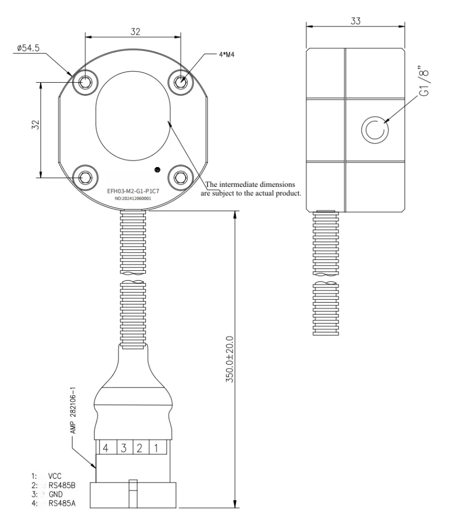 EFH03 Digital Flow Meter for Hydraulic Oil-Dimensions