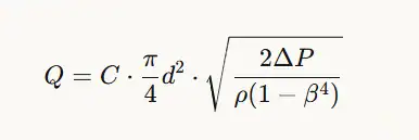 Venturi flow meter calculation formula