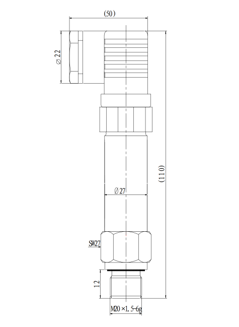 Dimensions of CAN Bus Pressure Sensor/Transducer