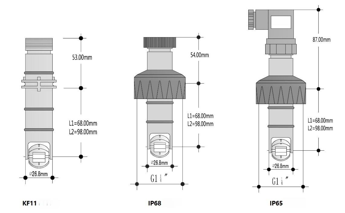 KF11 Flow Sensor Dimensions