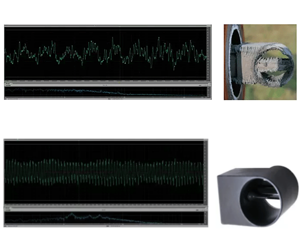 Impurities on the vortex flowmeter probe causing unstable measurement