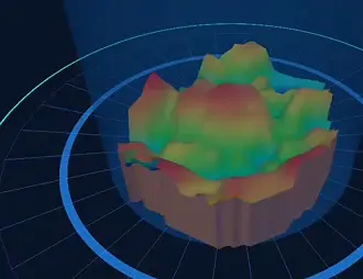 3D visualization image of material surface in a silo